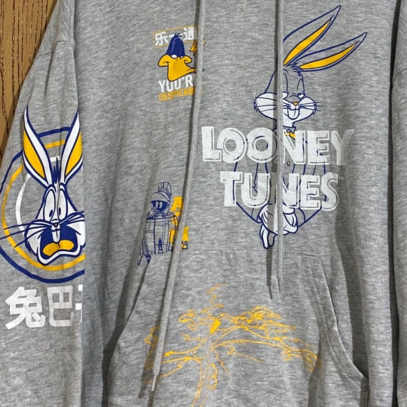 WOMEN’s DISNEY CHARACTER GRAY MULTI “LOONEY TUNES” LONG SLEEVE HOODIE Sz-M - Picture 2 of 5